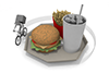 Deliver a big hamburger. Start a delivery job. Start a side job. ――Delivery service ｜ Free illustration material ｜ Cooking / Food ―― 2,100 × 1,400 pixels