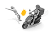 Collide with a person on a motorcycle. Traffic accident during delivery. Accident at work. --Free ｜ Illustration material ｜ Cooking delivery image ―― 2,100 × 1,400 pixels