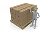 Lots of luggage. Stack the cardboard. Open the cardboard. Warehouse management. --Transportation-related free illustration material-- 2,100 x 1,400 pixels