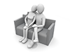 Couple relaxing on the sofa ｜ Spend time watching TV ｜ Home ｜ Human ――Personal illustration ｜ Free material ｜ Person