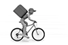 お弁当を運ぶ男性。自転車で走る。バッグの中に食べ物が入っている。 - フリー素材｜イラスト｜宅配・料理 - 2,100×1,400ピクセル