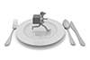 Deliver the food. Deliver in a hurry. Plates and tableware. ――Delivery ｜ Illustration ｜ Free material ―― 2,100 × 1,400 pixels
