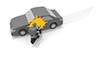 A motorcycle that collides with a car. Dangerous driving. Carelessness ahead, traffic accident. --Free illustration material | Delivery service related --2,100 x 1,400 pixels