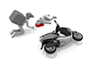 A traffic accident on a motorcycle. Collision during delivery. A person who collapses. ――Free material ｜ Illustration ｜ Delivery / Cooking ―― 2,100 × 1,400 pixels