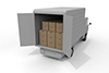 Freight trucks and luggage. Place your luggage on the trolley. Carry luggage by car. The person who delivers the package. -Delivery / Luggage Free Illustration Material - 2,100 × 1,400 pixels
