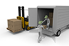 Operate the forklift. Sort your luggage. A person riding a forklift. The person who delivers. --Transportation-related free illustration material-- 2,100 x 1,400 pixels